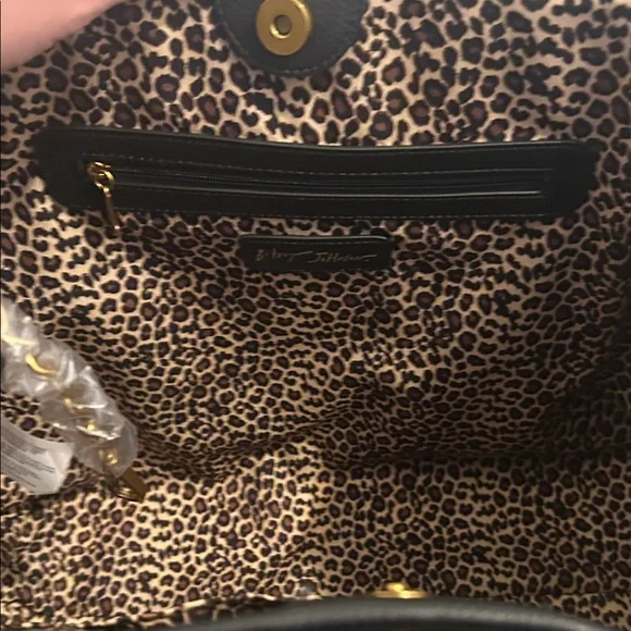 Betsey Johnson Black Skull-Embossed Tote Bag with Charm - Picture 6 of 8